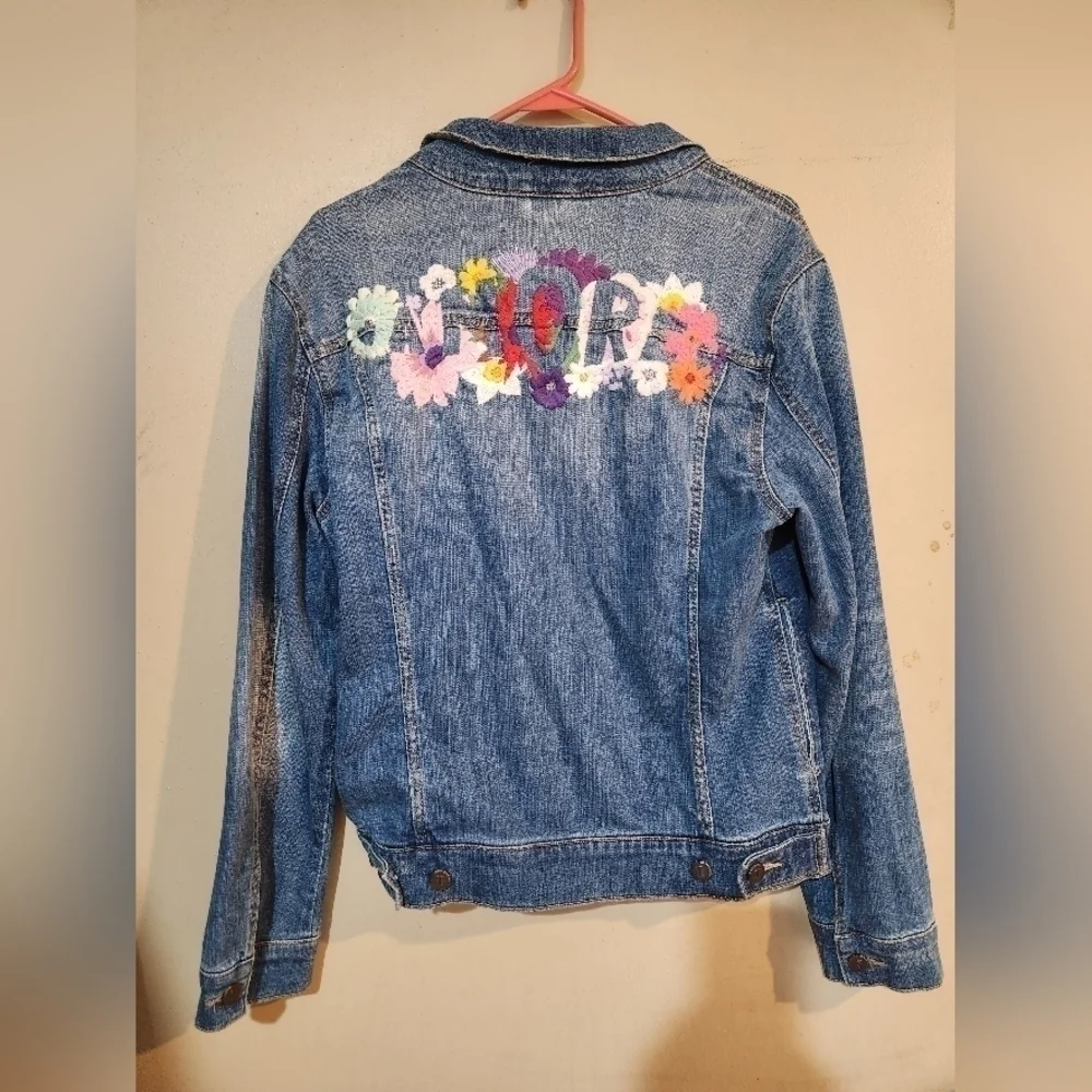 Upcycle Anthropologie Pilcro and the Letterpress Amore Jean Jacket size Small - Picture 9 of 9